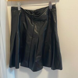 Elegant Black Faux Leather Girls Skirt